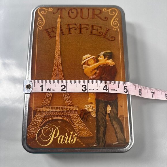 Eiffel Tower Paris Tin Delaunay Levielle Couple Biscuit Tin Vintage - Picture 7 of 11